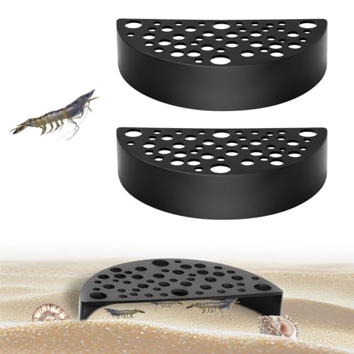 2Pcs Black Shrimp Cave Ornaments, Good Size Half Moon Shrimp House Decor, Fish Hiding Tools Supplies, Accessories Decor Supplies Can Be Used in Aquariums