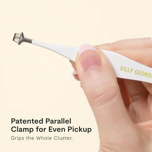 Silly George The Hammerhead Lash Tweezer – Precision Applicators for Silly George Clusters & Other Faux Lashes, Patented Parallel Clamp for Even Cluster Pickup, Flat Closure, Non-Slip Handle