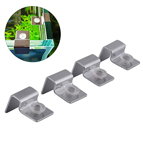 YOUTHINK 4PCS Aquarium Cover Clips, Adjustable Glass Lid Support Holders with Silicone Cushion, Stainless Steel Material, Fit 6/8/10/12mm Thickness Fish Tank Glass (8mm) - color: #-02