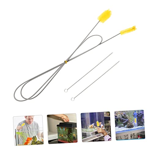 minkissy 1Set Double Ended Flexible Aquarium Cleaning Brush Set High Density Fish Tank Inlet Brush for Hard to Reach Areas for Water Outlet and Connector Cleaning
