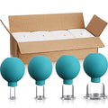BBTO 4 Pieces Glass Cupping Set Glass Silicone Cupping Cups Massage Vacuum Suction Cupping Cups for Body Face Leg Arm Back Shoulder Muscle and Joint Pain (Green) - color: Green