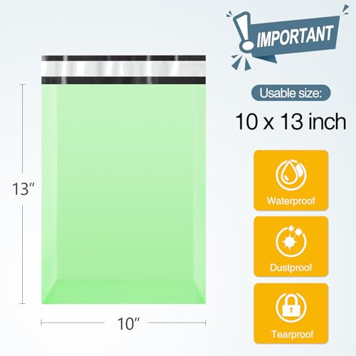 Famagic Poly Mailers, 200pc 10x13 Inch Shipping Bags, Chic Packaging Bags for Small Business, Tearproof and Waterproof Mailing Envelopes for Clothing Supplies, Self Seal Mailers Bags Mint Green - color: Mint Green, size: 10x13