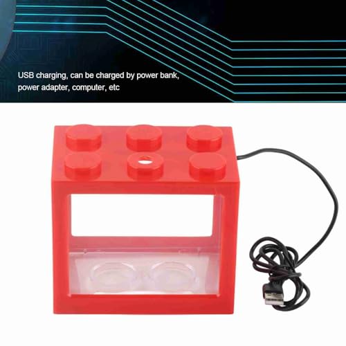 Mini USB LED Aquarium Fish Bowl Plastic Tank with White Light for Desk Tabletop Decor Energy-Saving Office Accent(Red) - color: Red