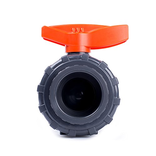 HYDROSEAL Kaplan 2’’ PVC True Union Ball Valve with Full Port, ASTM F1970, EPDM O-Rings and Reversible PTFE Seats, Rated at 200 PSI @73F, Gray, 2 inch Socket (2 inch) - size: 2 Inch