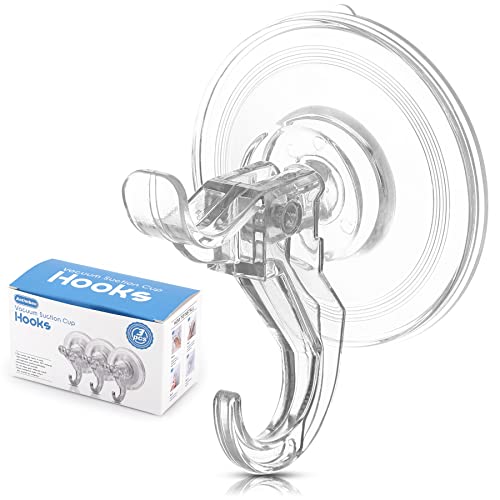 Antimbee 3 Pack Suction Cup Hooks, Clear Suction Cup Hanger, Removable Small Suction Cups for Shower, Bathroom, Glass, Door, Windows, Kitchen-Max Hanging up to 11 lbs on Smooth Surface - color: Transparent