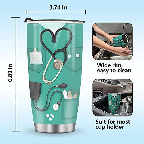 Jekeno Mug Tumbler Gifts for Nurse - Nurses Week Gifts for Women Girls Mom Wife Nurse Practitioner Appreciation Birthday Gift Nursing School Graduation Accessories 20oz Stainless Steel Coffee Cup