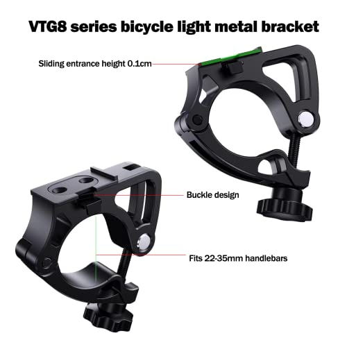 VICTAGEN Replacement Bracket for Bike Lights VTG8 VTG8Shield B3 Model, Bike Headlight Mount Base, Bicycle Light Holder, Easy to Install, for 22-35mm Handlebar, NOT for Y18 VTG10 Light - color: Aluminum bracket