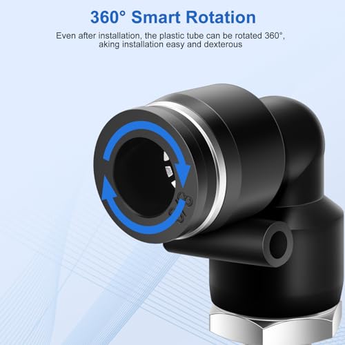 12 Pcs Push to Connect Fittings 3/8 Inch Tube OD x 1/8 Inch NPT Thread Pneumatic Male Straight and Elbow Quick Connect Air line fittings - size: 3/8"OD x 1/8"NPT