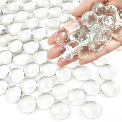FANTIAN 10LB Fire Pit Glass, 1000 PCS Clear Flat Glass Marbles for Vase, Decorative Clear Glass Pebbles Stones for Fish Tank Plant Floral Fountains Crafts and Centerpieces - color: Clear, size: 10 Pounds