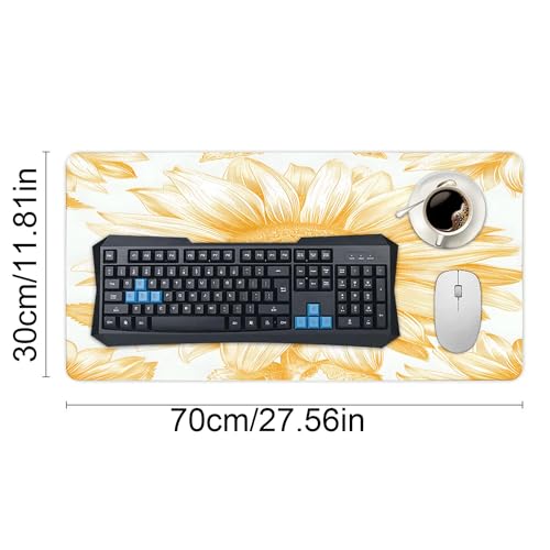 XXL Gaming Mouse Pad Sunflower Vintage Flower XXL Gaming Mouse Pad Large Desk Mat Protector for Desktop, Anti-Slip Rubber Extended Computer Keyboard Mat Writing Pad, 11.8 * 27.5 in,B-1480 - color: B-1480, size: 11.8*27.5 In