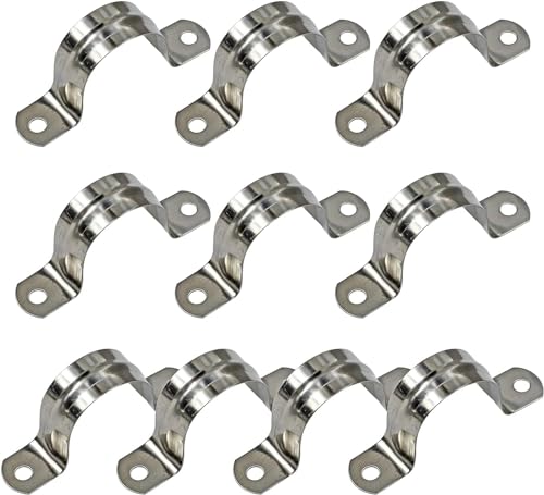 AKIHISA Pipe Clamps, 10 Pcs U Tube Strap Clamp, 304 Stainless Steel 2 Hole Pipe Bracket, ID 2 3/4Inch(70mm) - size: 2-3/4 Inch, style: 10Pcs