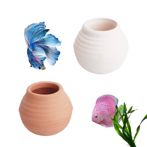 Saim Aquarium Mini Ceramic Pots Decoration Fish Tank Accessories Anti-Floating Aquarium Plant Weights Plant Holder for Fish Tank
