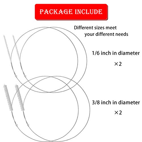 4 Pieces Feeding Tube Brushes, Long Pipe Cleaners Straw Cleaning Brushes, 32 Inches Long with Soft Nylon Bristles Head, Suitable for Cleaning Feeding Tubes - size: 1/6 Inch and 3/8 Inch Diameter