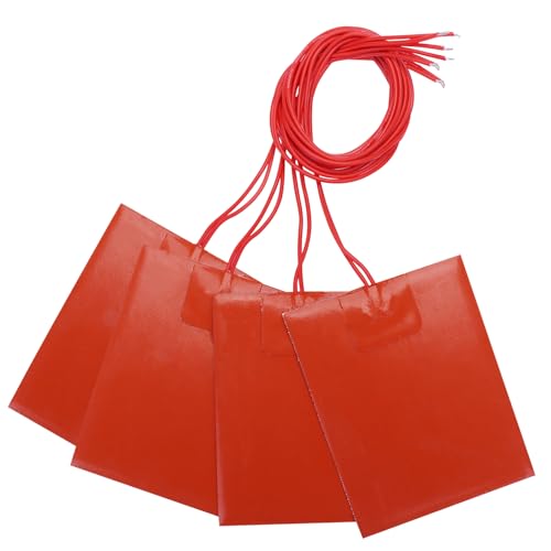 DERNORD 4PCS 12V 30W Silicone Heating Pad Rubber Flexible Heater Mat 80mm X 100mm - size: 12V 30W
