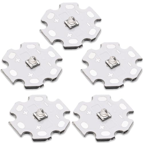 5Pcs 3W Blacklight Bright 365nm UV 3535 SMD High Power LED Chip with Aluminum Plate 20mm Star PCB Base Heat Sink Led Chip Replacement, Repairing Lamps(60deg, 365nm-370nm,DC 3.2-3.6V,700mA) - color: Purple365-370nm