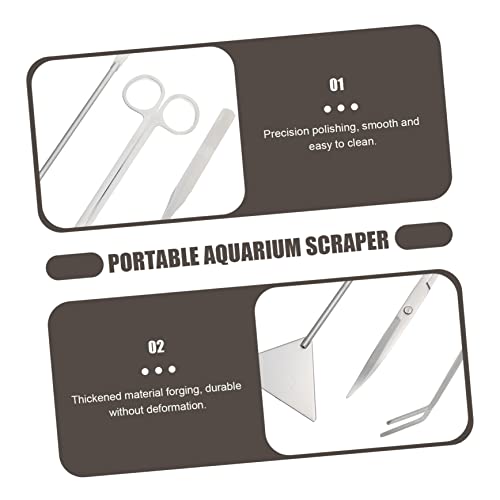 1 Set Stainless Aquarium Tool Set Multi Function Scissors Scraper Shovel for Precision Aquascaping Durable Resistant Stainless Steel for Delicate Water Plants
