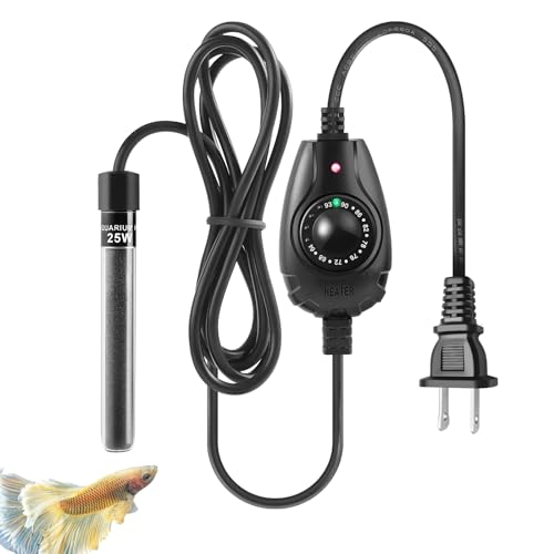 HITOP 15W Super Mini Aquarium Heater: Adjustable Heater for Small Fish Tank 1-4Gallons, with External Controller, Betta Heater for Fish Bowls(15W) - style: 15W(1-4Gal)