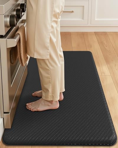 Color&Geometry 0.71" Extra Thick Anti Fatigue Cushion Kitchen Floor Mat,Easy Clean, Water & Oil Proof, Non Slip, Foam Padded Runner Rug for Front Sink,20"x39" Black (2.0Version) - color: Black, size: 39"L x 20"W x 0.7"Th