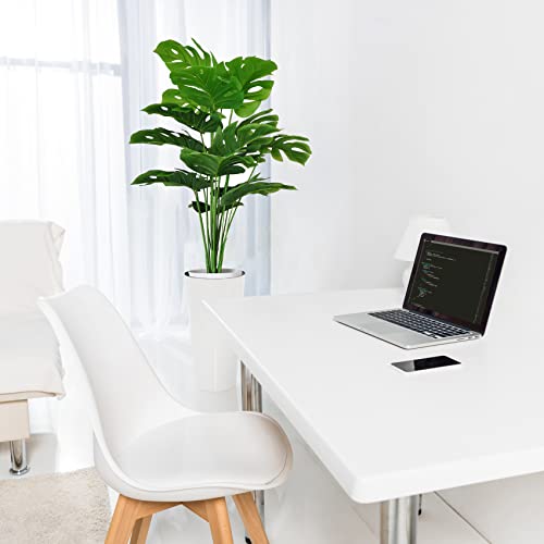SAJANDAS Set of 2 Artificial Monstera Deliciosa Plants in Pots, Fake Tropical Palm Tree with Greenery Leaves Stems, 28 Inch Artificial Cheese Plant for Home Bathroom, Office, Windowsill Decor - size: 28 inch