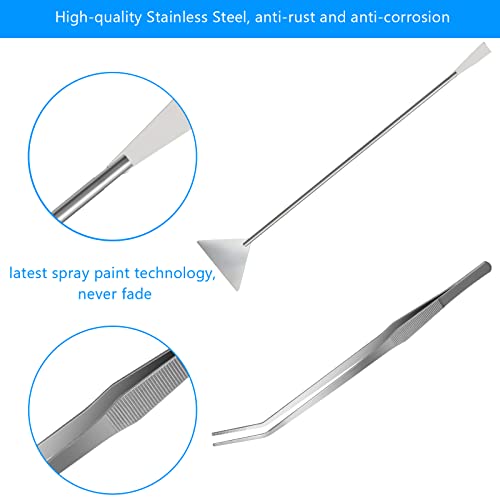 Aquarium Aquascape Tools Kit 15in, 4 in 1 Anti-Rust Aquatic Plant Aquascaping Tool Stainless Steel Tweezers Scissor Spatula for Aquarium Tank Clean Fish Tank Aquascape Accessories Set(Silver) - color: Silver