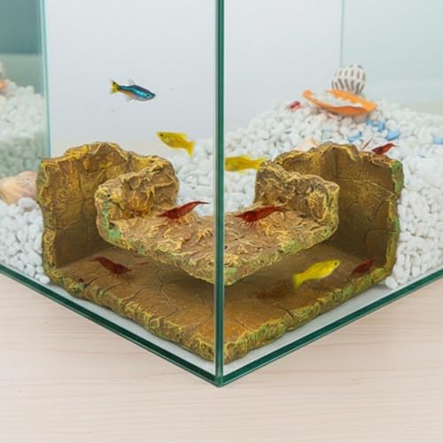 Aquarium Rock Underground Cave Tunnel, Fish and Shrimp Natural Hideout Decoration, Sinking Base with Viewing Ports Decor Under Gravel, 1 Piece