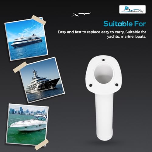 MARINE CITY Flush Mount Fishing Rod Holder 30 Degree Polypropylene, Durable, Lightweight, Easy Access for Fishing, Fits 2" Hole, Ideal for Kayaks, Boats and Yachts