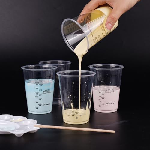 JNWINOG 100-Pack Clear Plastic Measuring Cups – Graduated Disposable Mixing Cups for Paint, Resin, Epoxy & Kitchen Use | Durable, Leak-Resistant & Precise Cups for DIY, Crafts, Baking & Labs
