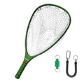 Aventik Fly Floating Fishing Net Carbon Fiber Landing Trout Net Light Weight Clear Rubber Ghost Net Catch & Release - color: Standard Green with Green magnetic release