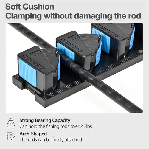 RESTCLOUD Fishing Rod Holder Vertical, Fishing Pole Holders for Garage, Fits 3-19mm Rod Diameter (9 Slots) - size: 9 Slots