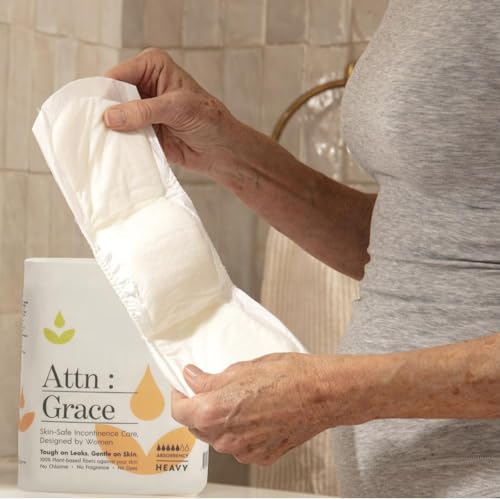 Attn: Grace Heavy Incontinence Pads for Women, 2-Pack (56 Pads Total / 28 per Pack) - Plant-Based, High Absorbency, Breathable - Incontinence Pads for Heavy Bladder Leaks & Sensitive Skin - size: 2 Pack