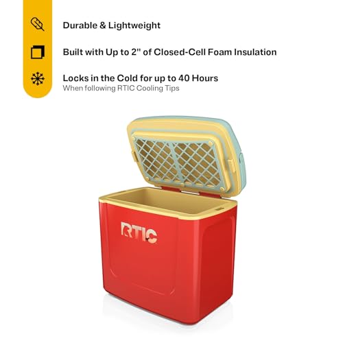 RTIC 8 QT Road Trip Personal Cooler, Small, Compact, Insulated, Portable Ice Chest Box for Food, Drink, Beverage, Beach, Camping, Picnic, Fishing, Boat, 12-Can Capacity - color: Desert Sunset