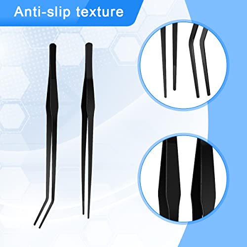 Aquarium Tweezers Extra Long 15 inches, Luxiv Stainless Steel Straight and Curved Tweezers 38cm Extra Long Tweezers for Fish Tank Plant Aquascape Tools, Feeding Tongs (15 inches, Black) - color: Black