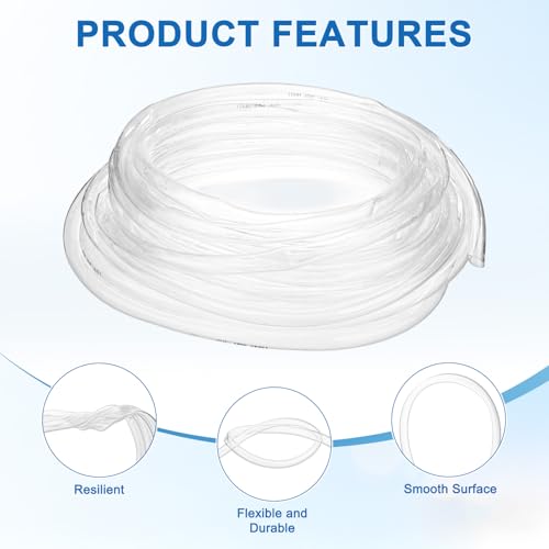 M METERXITY Vinyl Tubing 16mm ID x 19mm OD 50ft Flexible Plastic Tube with 2 Hose Ties, Lightweight Hybrid PVC Hose for Water Gardening/Airline/Aquarium Tubing [Clear] - size: 16mm ID x 50ft