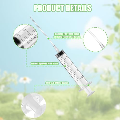 Baby Bird Feeding Syringe Set, Pet Parrot Milk Feeding Syringe with Tubes, Parrot Feeding Tubes Measuring Tools for Feeding Pets Scientific Industrial Labs… (20ml) - color: 20ml
