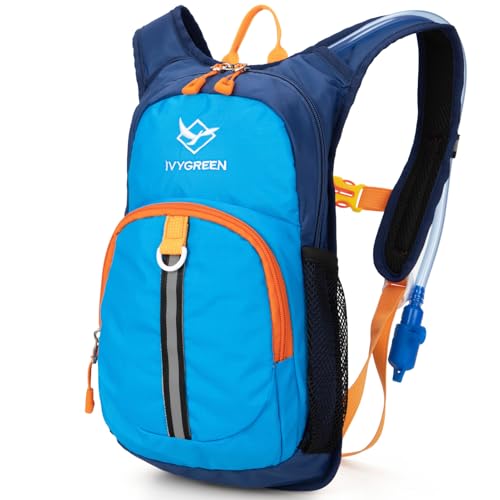 Ivygreen Kids Hydration Backpack, Hiking Backpack for Boys or Girls with 1.5L Water Bladder - color: Blue, size: Medium