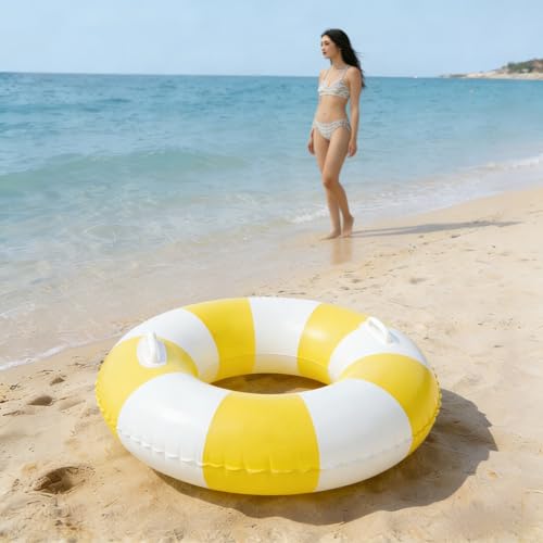 2 PCS Inflatable Pool Floats for Swimming Pool Party Lake Beach Adults - Floaties Pool Tubes Swim Rings Tubes Floaties for Beach Pool Party Decorations - color: Yellow, size: 33"