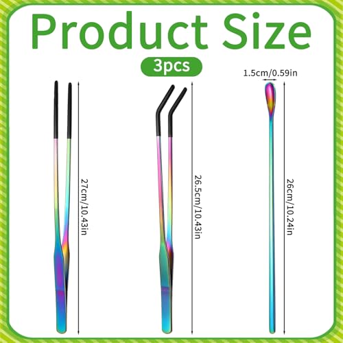 3PCS Stainless Steel Reptile Feeding Tongs Straight Curved Long Tweezers 10.6” Long Aquarium Reptile Tweezer Reptiles and Feeding Accessories Tweezer Feeder Tool for Aquarium Terrarium