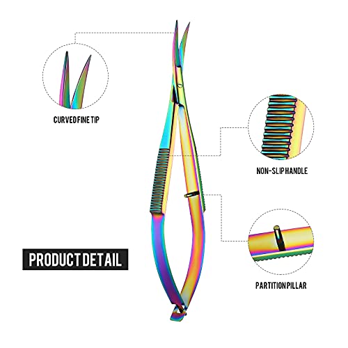 Lasnten 3 Pack Curved Stainless Steel Spring Squeeze Embroidery Scissors Eyebow Grooming Trimming Scissors Thread Snips Clippers Also for Applique, Fabric, Knitting, Sewing, Arts & Craft (Multicolor) - color: Multicolor