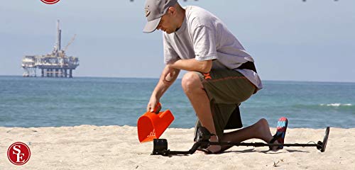 SE 3 Quart Sand Scoop Sifter with 0.5" Holes - Use for Gold and Metal Prospecting, Orange - color: Orange