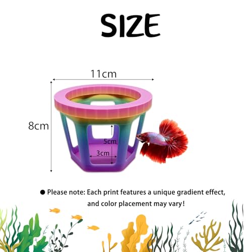 HOZOE Aquarium Betta Hammock, Betta Hideout & Cave, Floating Feeding Ring for Fish and Shrimp, Aquarium Floating Decoration Accessory (Color) - color: Color