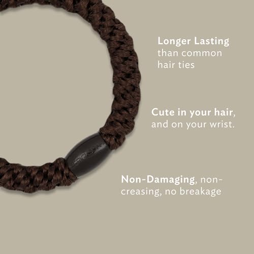 L. Erickson Brown and Black Hair Ties for Thick Hair, Grab & Go Ponytail Holders, 8 Pack, Classic, Thick No-Crease Bands with Strong Hold, Damage-Free Design, Everyday Neutral Style - color: Classic