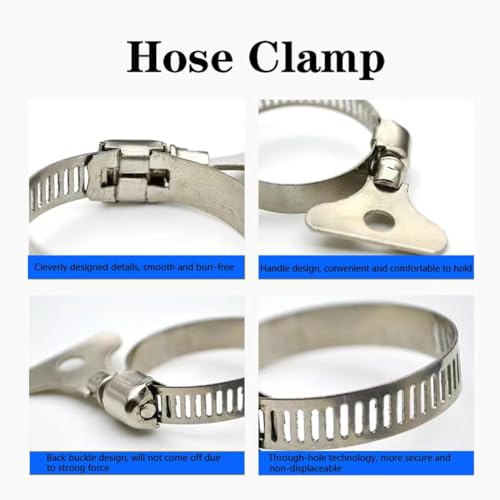 10-Pack 304 Stainless Steel Hose Clamps with Adjustable Thumb Screw, Key-Type Design, 8mm Bandwidth, Ideal for Plumbing, Automotive, and Machinery Applications (Size:19-29 mm(3/4"-1 1/8") - size: Size:19-29 mm(3/4"-1 1/8")