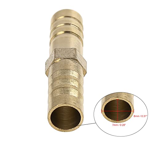 X AUTOHAUX 8mm Brass Barb Hose Fitting Straight Union Connector for Air Water Gas Oil 5pcs - size: 8mm
