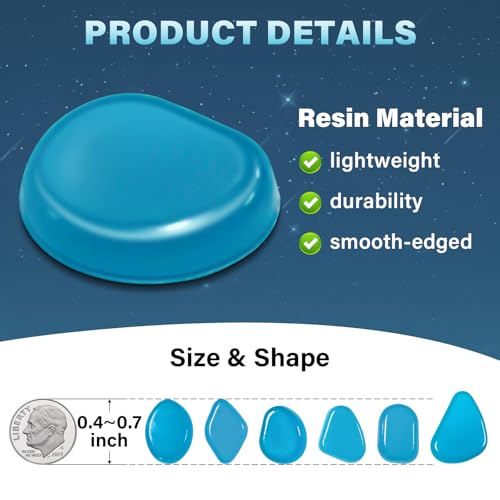 PoYang 1000pcs Glow in The Dark Rocks Outdoor - Blue Resin Glowing Pebbles for Landscaping, Garden, Fish Tank and Aquarium Indoor Decor, Powered by Sunlight or Lamplight (0.4"-0.7"/pc, 1.2lbs/Bag) - color: Blue