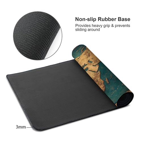 World Map Gaming Mouse Pad, Mouse Pad 28x12in, Large Desk Mat with Non-Slip Rubber Base, Office Desk Accessories, Large Extended Gaming Keyboard Mat, Big Mousepad for Computer Gamer Office, Blue O-670 - size: 28 x 12 x 0.1
