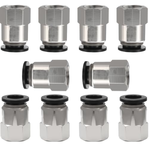 3/8 Air hose fittings, Push to Connect Air fittings Female Straight 3/8 Inch Tube OD x 1/8 NPT Thread Fitting (Pack of 10) - size: OD 3/8 - NPT 1/8, style: Female thread