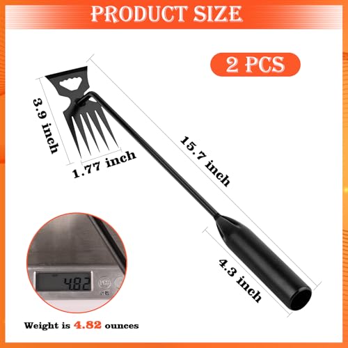 BokingOne Weed Puller Tool Garden Weed Pulling Tool, 4-Tine Manganese Steel Weeder Tool - Black Coated Forged Portable Garden Hand Weeder for Farm, Orchard & Garden (2Pack) - color: 5-Tine black