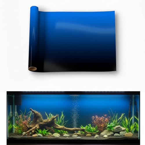 Aquarium Background - Static Cling Fish Tank Sticker - Black Blue Gradient | Easy Install for Glass Tanks, No Residue, Reusable 60 x 40 cm / (24 x 16 inches) - color: Black Blue, size: 24 x 16 inches