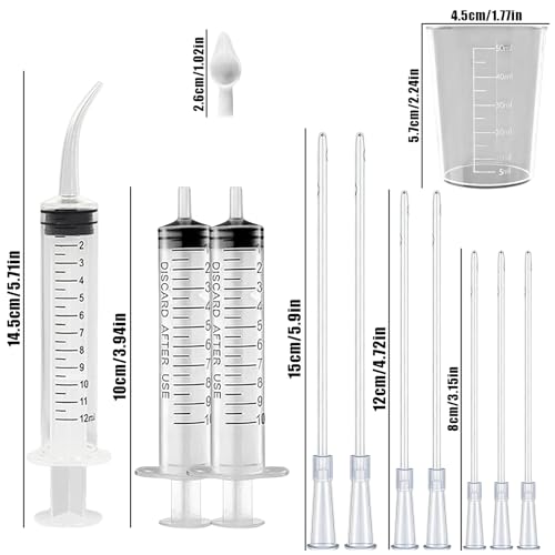 Baby Bird Feeding Syringe Set, Pet Parrot Milk Feeding Syringe with Tubes, Parrot Feeding Tubes Measuring Tools for Feeding Pets Scientific Industrial Labs… (10ml +10ml +12ml White) - color: 10ml +10ml +12ml White