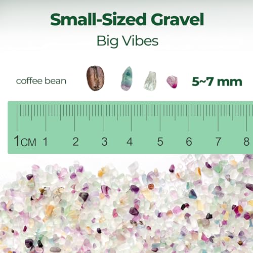 T4U Crystal Chips Stone Crushed Quartz Glass 2LB - Fluorite Tumbled Gravel Small Decorative Pebbles Bulk, Mini Polished Rocks Pieces for Crafts, Vases Filler, Succulent Plants, Aquarium Gravel Rocks - color: #4 - Fluorite, size: 2 LB